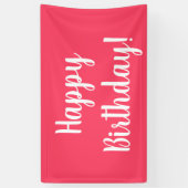 Gelukkige Verjaardag Moderne Roze Witte Typografie Spandoek (Verticaal)