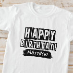 Gelukkige Verjaardag Moderne Speelse Leuke Eenvoud T-shirt<br><div class="desc">Dit eenvoudige en moderne ontwerp bestaat uit een schattige sans serif typografie.</div>