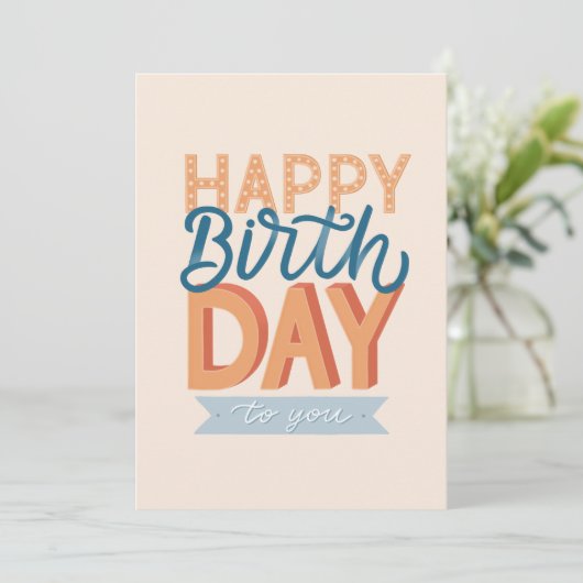 Gelukkige verjaardag. Moderne typografie met een v (Staand voorkant)