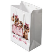 Gelukkige Verjaardag Modieuze Teckel Honden Medium Cadeauzakje (Voorkant Gekanteld)