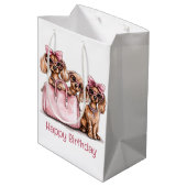 Gelukkige Verjaardag Modieuze Teckel Honden Medium Cadeauzakje (Achterkant Gekanteld)