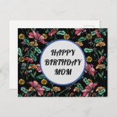 Gelukkige verjaardag moeder bloemrijke ansichtkaar briefkaart (Voorkant / Achterkant)
