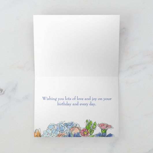 Gelukkige Verjaardag Moeder Daisy Hydrangea Rose B Kaart (Binnen)