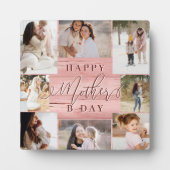 Gelukkige Verjaardag Moeder Foto Collage Roze Hout Fotoplaat (Voorkant)