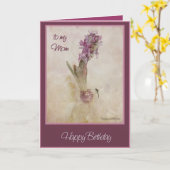 Gelukkige verjaardag moeder Hyacinth en Dragon Fly Kaart (Gele Bloem)