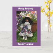 Gelukkige Verjaardag moeder in de wet Zwarte pop 2 Kaart (Gele Bloem)