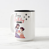 Gelukkige verjaardag moeder minimalist tweekleurige koffiemok (Voorkant links)