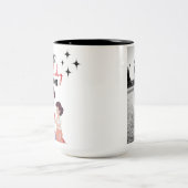 Gelukkige verjaardag moeder minimalist tweekleurige koffiemok (Center)