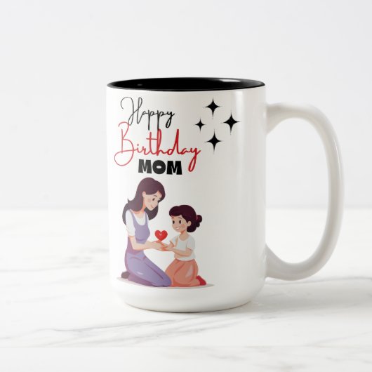 Gelukkige verjaardag moeder minimalist tweekleurige koffiemok (Rechts)