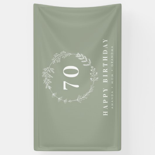 Gelukkige Verjaardag Moeder Oma Wijze Groen Blad Spandoek (Verticaal)