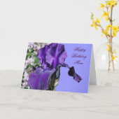 Gelukkige Verjaardag Moeder Paarse Iris Flower Pho Kaart (Gele Bloem)