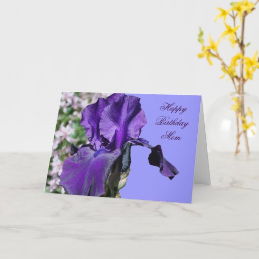 Gelukkige Verjaardag Moeder Paarse Iris Flower Pho Kaart (Gele Bloem)