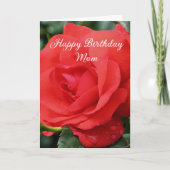 Gelukkige Verjaardag Moeder Rode Roos Bloem Kaart (Voorkant)