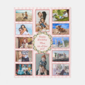 Gelukkige Verjaardag Moeder Roze Rose Foto Collage Fleece Deken (Voorkant)