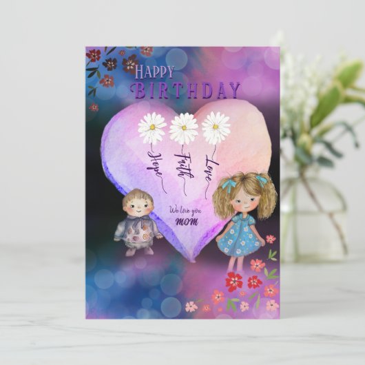 Gelukkige Verjaardag Moeder uit Kinder Kaart in pa (Staand voorkant)