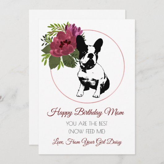 Gelukkige verjaardag moeder van de hond Franse Bul Feestdagenkaart (Voorkant / Achterkant)