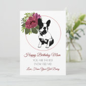 Gelukkige verjaardag moeder van de hond Franse Bul Feestdagenkaart (Staand voorkant)