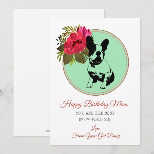 Gelukkige verjaardag moeder van de hond Franse Bul Feestdagenkaart (Voorkant / Achterkant)