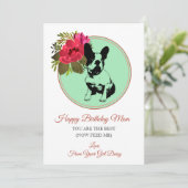 Gelukkige verjaardag moeder van de hond Franse Bul Feestdagenkaart (Staand voorkant)