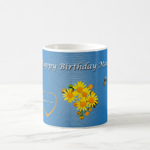 Gelukkige Verjaardag Moeder Vlinder Bloemen Koffiemok