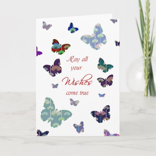 Gelukkige verjaardag moge al uw wensen uitkomen kaart (Voorkant)