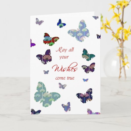 Gelukkige verjaardag moge al uw wensen uitkomen kaart (Gele Bloem)