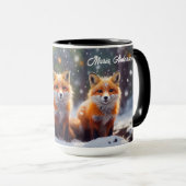 Gelukkige Verjaardag Mok Vossen in Sneeuwbos (Voorkant rechts)