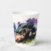 Gelukkige verjaardag Monster Truck Smash Crash Boy Papieren Bekers (Voorkant)