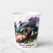 Gelukkige verjaardag Monster Truck Smash Crash Boy Papieren Bekers (Achterkant)