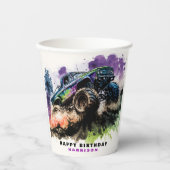 Gelukkige verjaardag Monster Truck Smash Crash Boy Papieren Bekers (Voorkant)