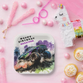 Gelukkige verjaardag Monster Truck Smash Crash Boy Papieren Bordje (Feest)