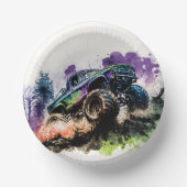 Gelukkige verjaardag Monster Truck Smash Crash Boy Papieren Kommen (Voorkant)