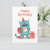 Gelukkige verjaardag monsterkaart (Staand voorkant)