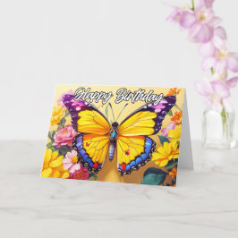 Gelukkige Verjaardag Mooi Spring Butterfly Design Kaart