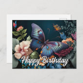 Gelukkige Verjaardag Mooi  Vlinderontwerp Feestdagenkaart (Voorkant / Achterkant)