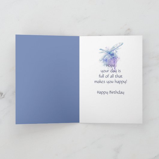 Gelukkige verjaardag Mooie Blauwe Libel Natuur kun Kaart (Binnen)