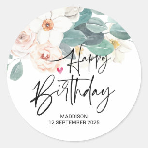 Gelukkige verjaardag Mooie feestcadeaus voor famil Ronde Sticker
