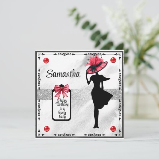 Gelukkige Verjaardag mooie Lady verjaardagskaart Feestdagenkaart (Staand voorkant)