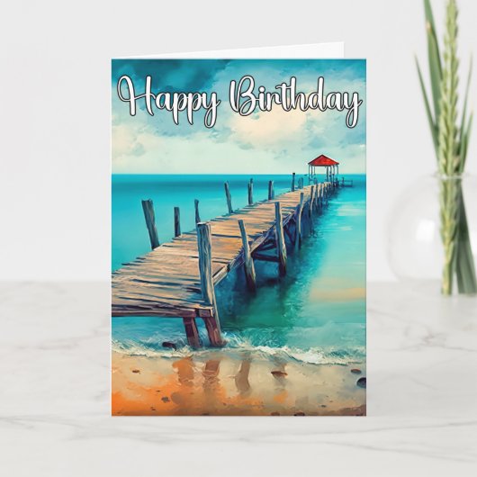 Gelukkige Verjaardag Mooie Ocean Pier Kaart (Voorkant)