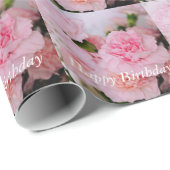 Gelukkige verjaardag mooie roze anjnbloem cadeaupapier (Rol Hoek)