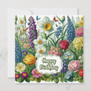 Gelukkige Verjaardag Mooie Tuin Bloemen Kaart