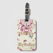 Gelukkige verjaardag: mooie vlinders beste wensen bagagelabel (Voorkant (verticaal))