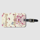 Gelukkige verjaardag: mooie vlinders beste wensen bagagelabel (Voorkant (horizontaal))