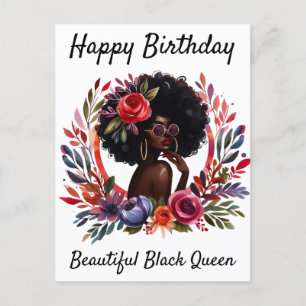 Gelukkige Verjaardag Mooie Zwarte Koningin Melanin Feestdagenkaart