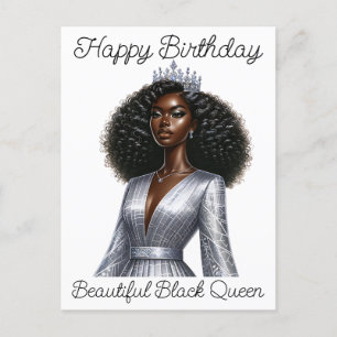 Gelukkige verjaardag mooie zwarte koningin melanin feestdagenkaart