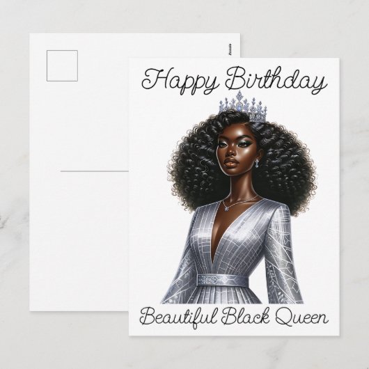 Gelukkige verjaardag mooie zwarte koningin melanin feestdagenkaart (Voorkant / Achterkant)