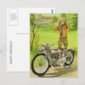 GELUKKIGE VERJAARDAG MOTORFIETS BRIEFKAART (Voorkant / Achterkant)