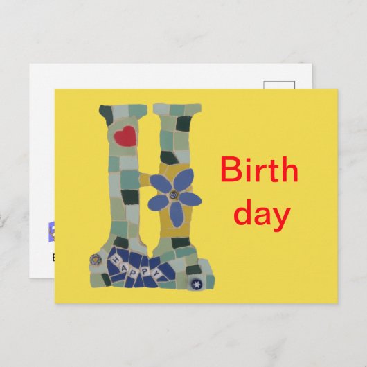 Gelukkige Verjaardag Mozaïek Horizontale Cust. Bri Briefkaart (Voorkant / Achterkant)