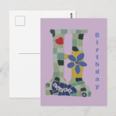 Gelukkige Verjaardag Mozaïek Verticale Cust. Brief Briefkaart (Voorkant / Achterkant)