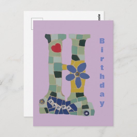 Gelukkige Verjaardag Mozaïek Verticale Cust. Brief Briefkaart (Voorkant / Achterkant)